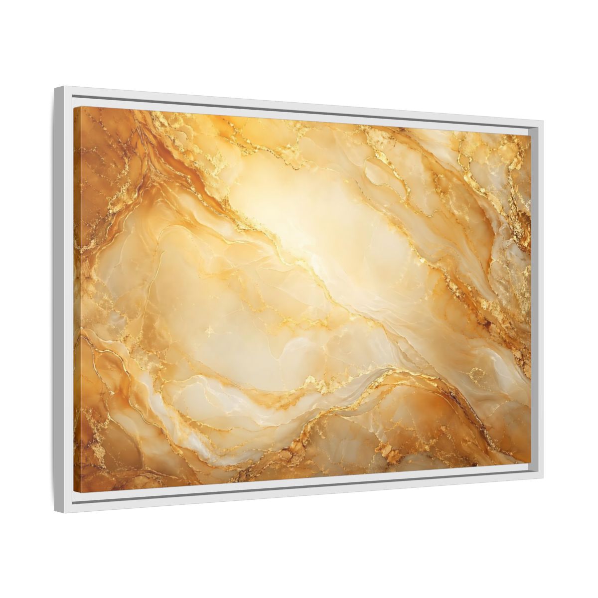 Side Mockup 10. Abstract Marble Texture Gold Marble shown as stretched canvas wall art