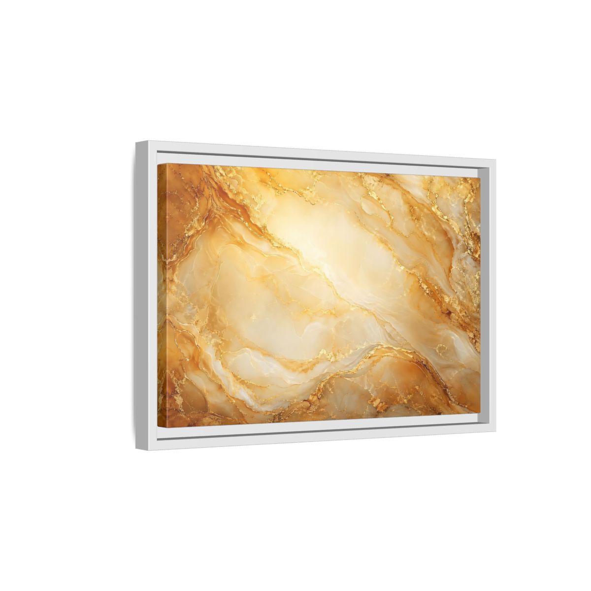 Side Mockup 4. Abstract Marble Texture Gold Marble shown as stretched canvas wall art
