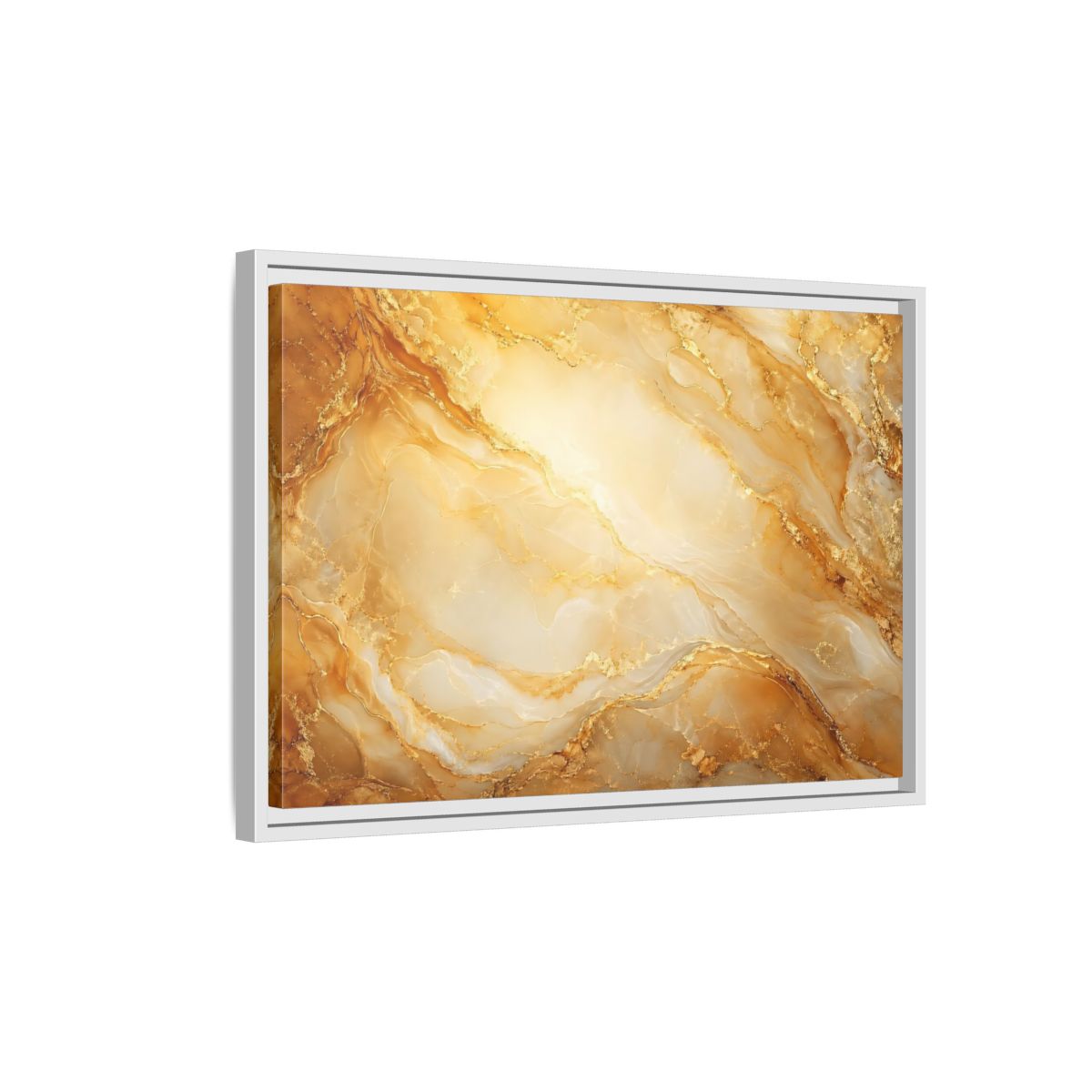 Side Mockup 1. Abstract Marble Texture Gold Marble shown as stretched canvas wall art