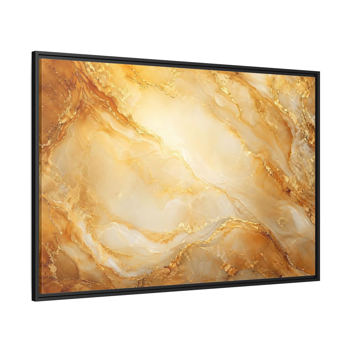 Side Mockup 12. Abstract Marble Texture Gold Marble shown as stretched canvas wall art