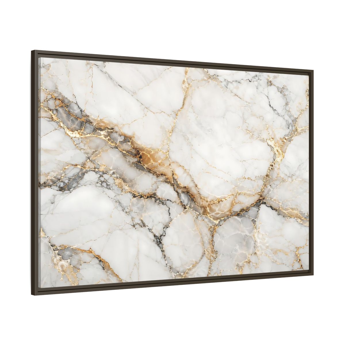 Side Mockup 8. Abstract Marble Texture White Gold Marble shown as stretched canvas wall art