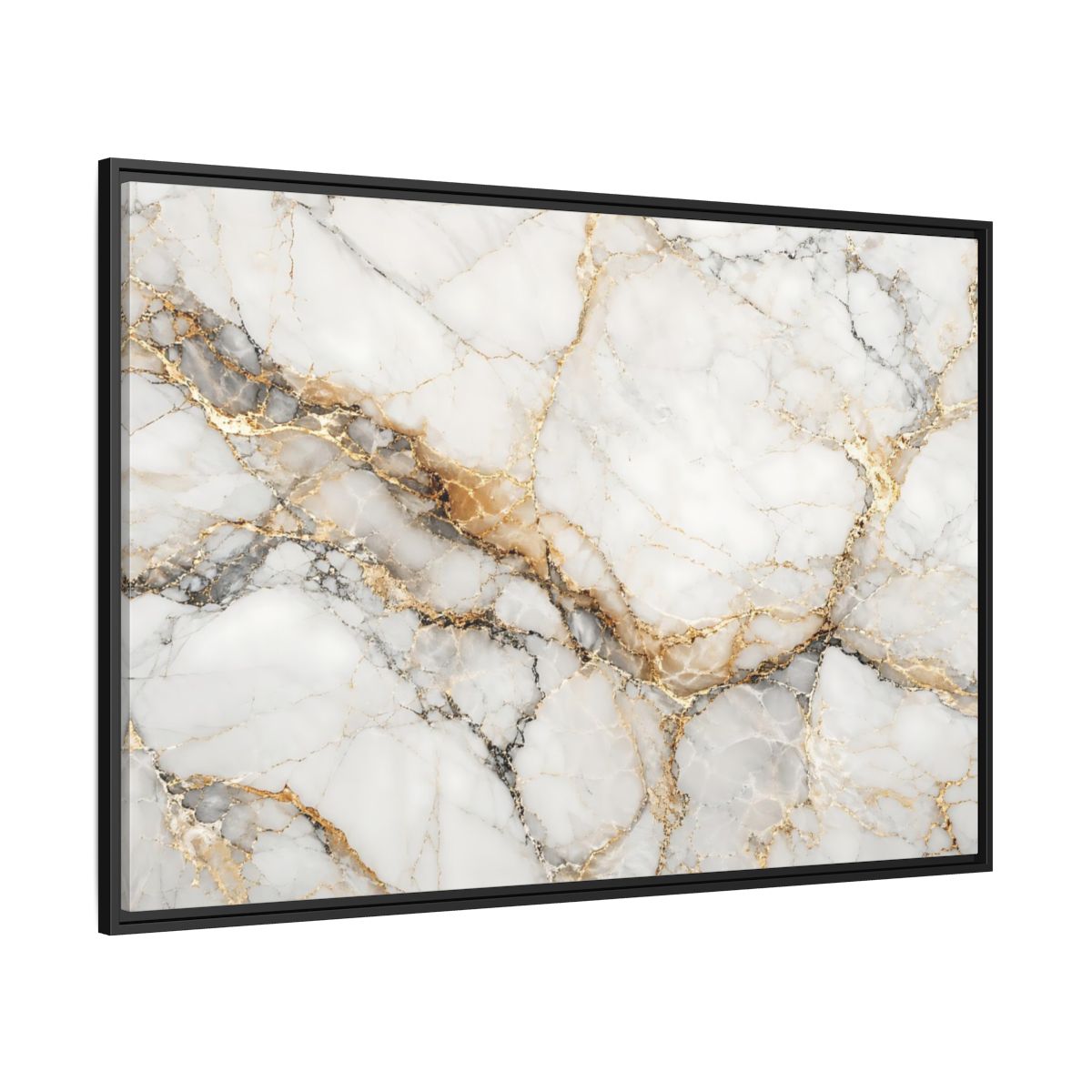 Side Mockup 12. Abstract Marble Texture White Gold Marble shown as stretched canvas wall art