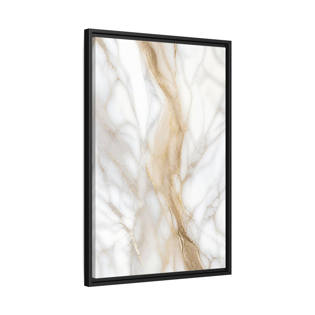 Side Mockup 14. Abstract Marble Texture White Gold Marble shown as stretched canvas wall art