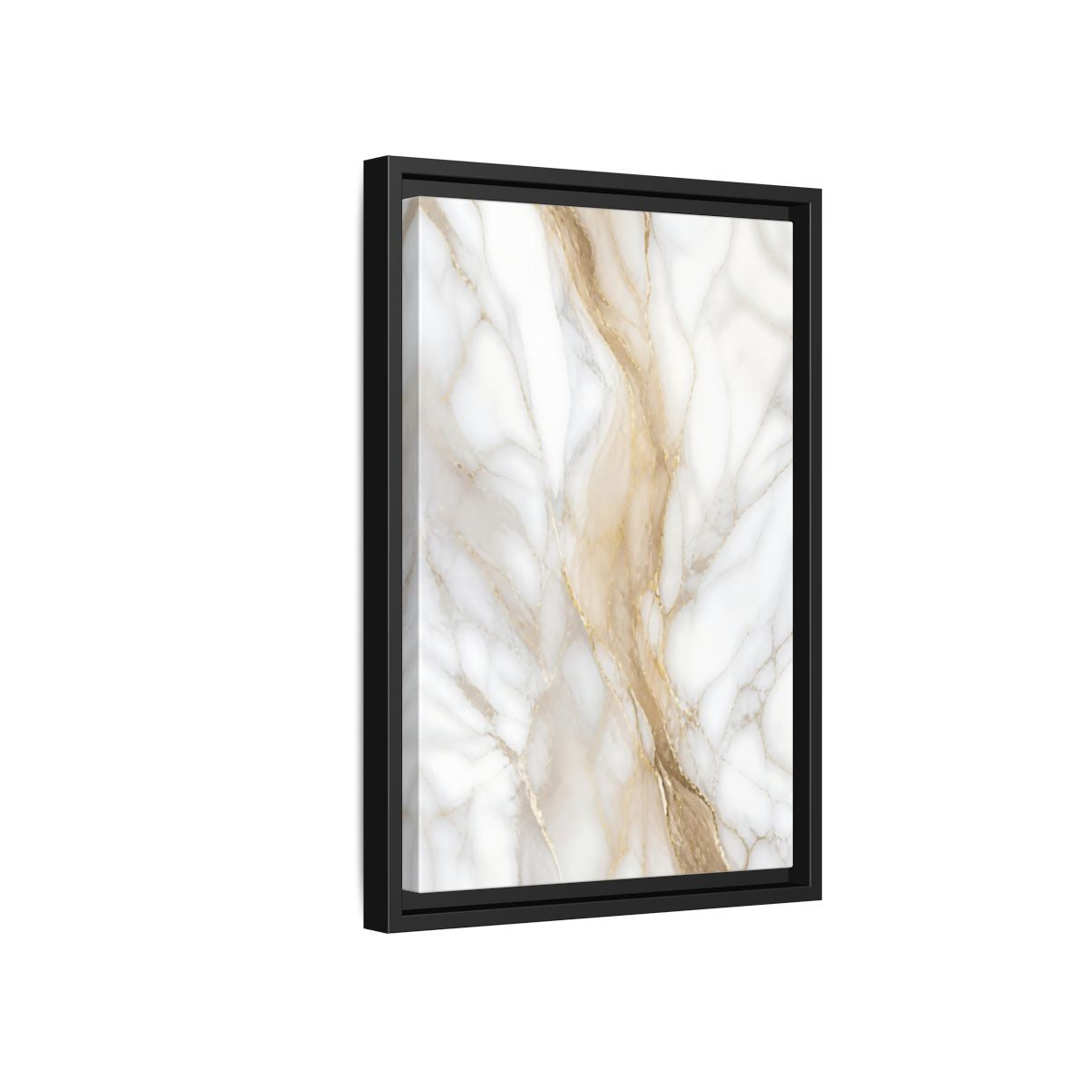 Side Mockup 6. Abstract Marble Texture White Gold Marble shown as stretched canvas wall art