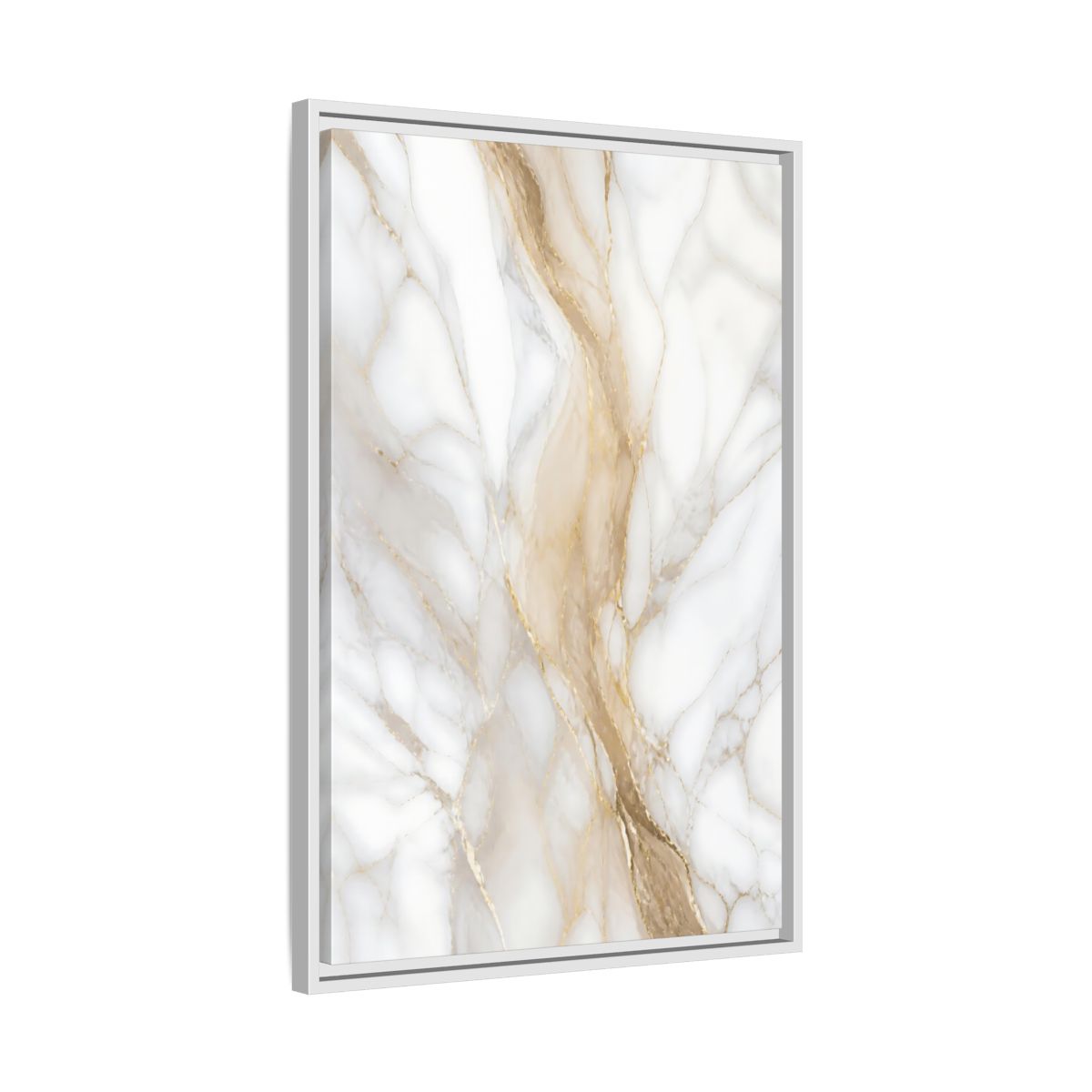 Side Mockup 10. Abstract Marble Texture White Gold Marble shown as stretched canvas wall art