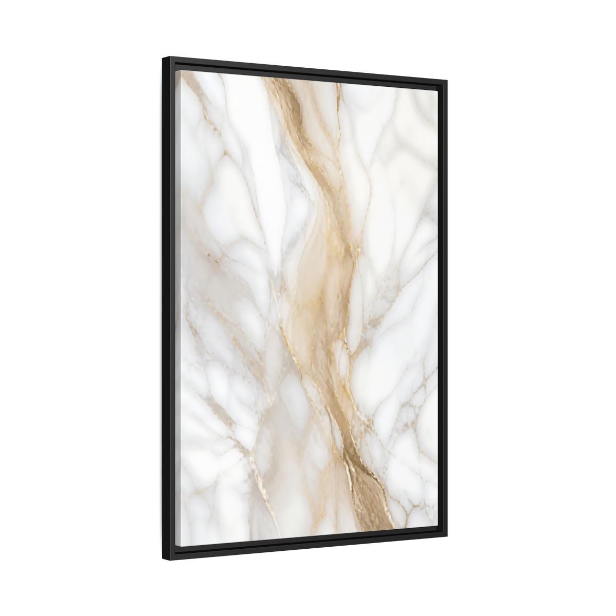 Side Mockup 13. Abstract Marble Texture White Gold Marble shown as stretched canvas wall art