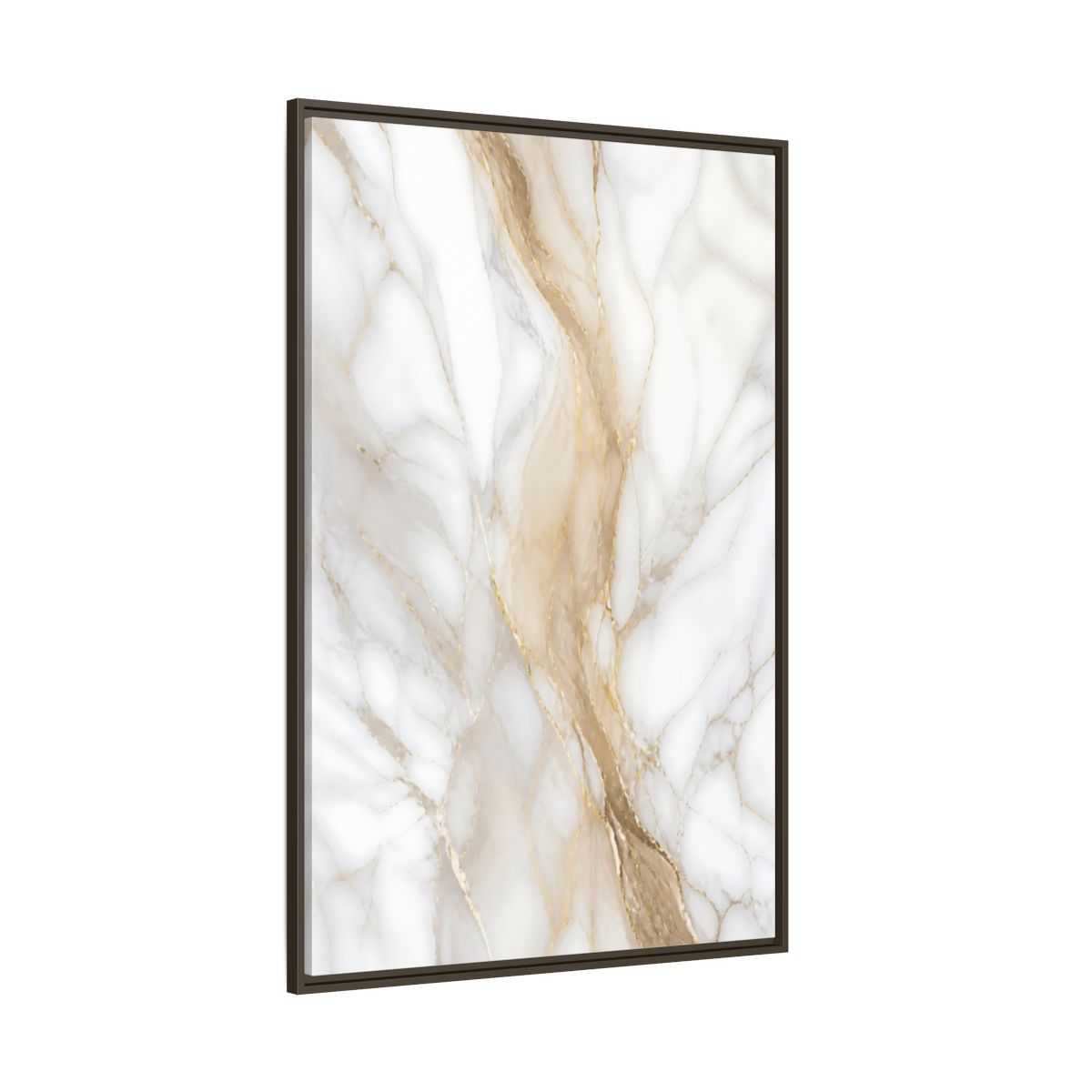 Side Mockup 8. Abstract Marble Texture White Gold Marble shown as stretched canvas wall art