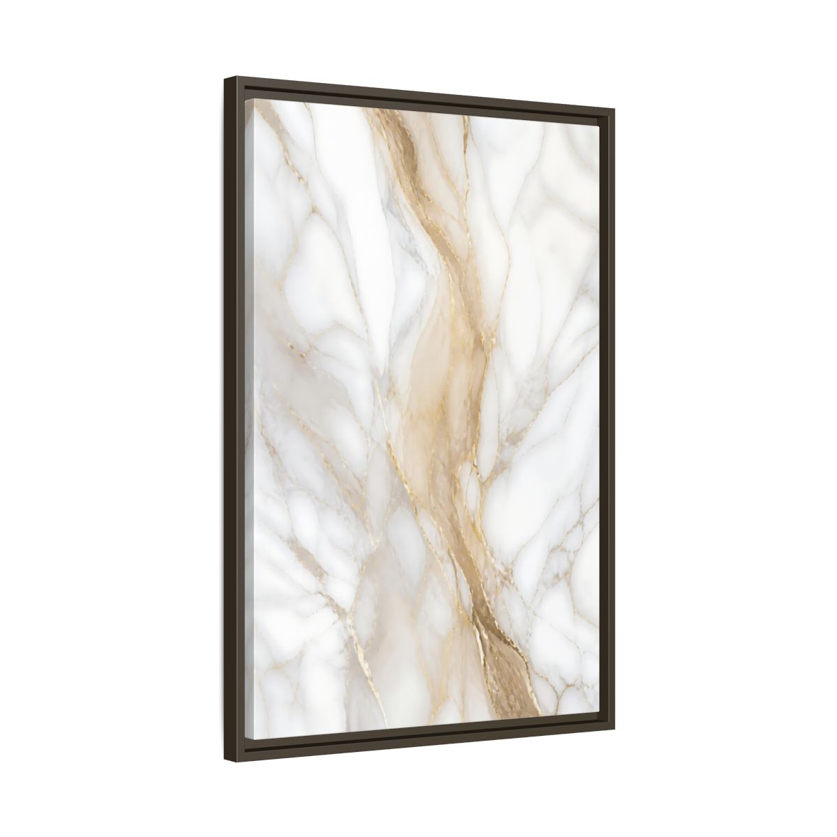 Side Mockup 11. Abstract Marble Texture White Gold Marble shown as stretched canvas wall art