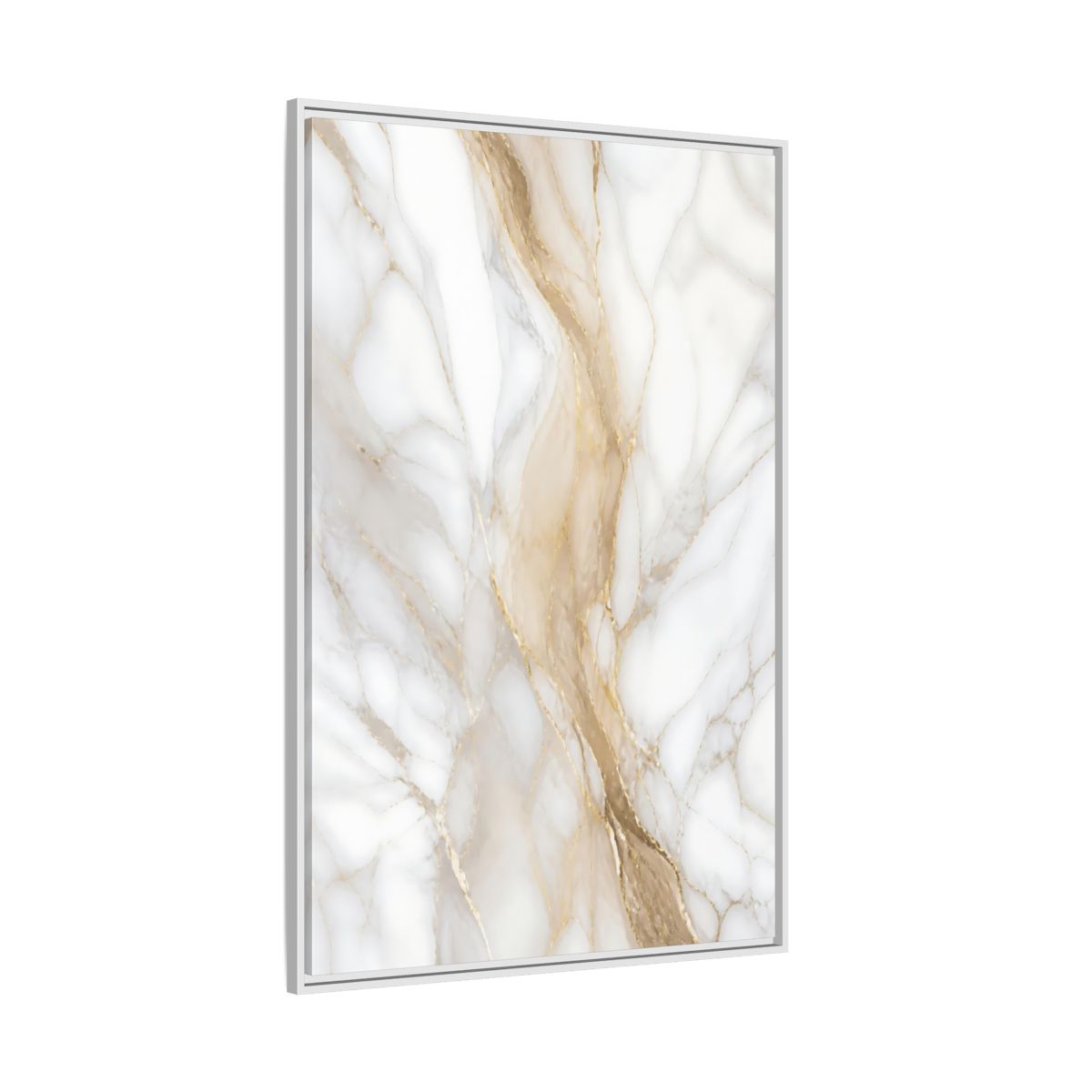 Side Mockup 7. Abstract Marble Texture White Gold Marble shown as stretched canvas wall art