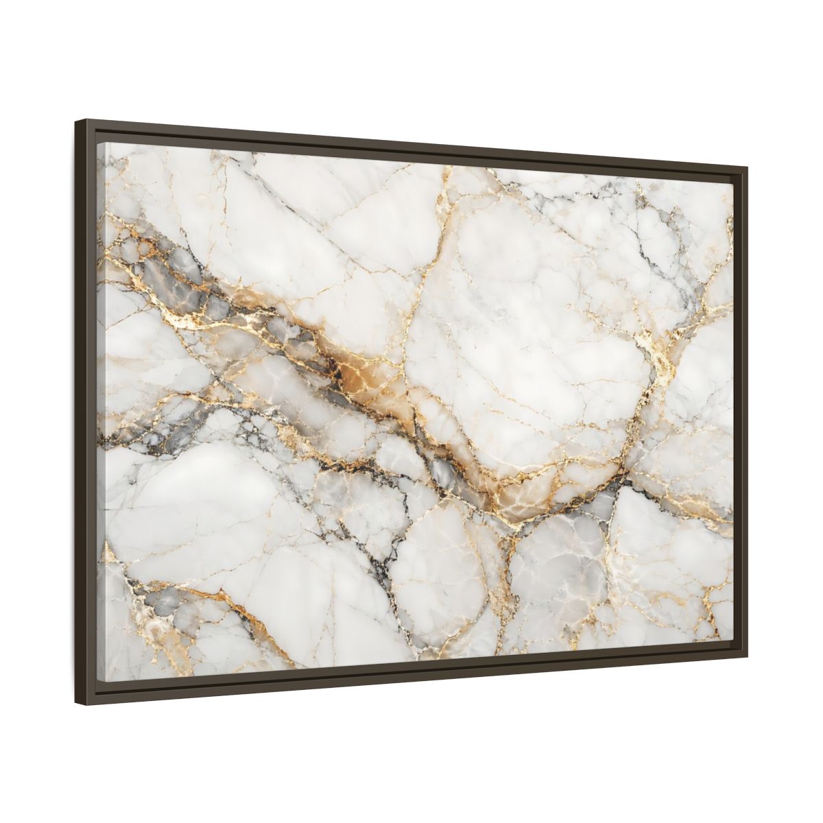 Main Mockup. Abstract Marble Texture White Gold Marble shown as stretched canvas wall art