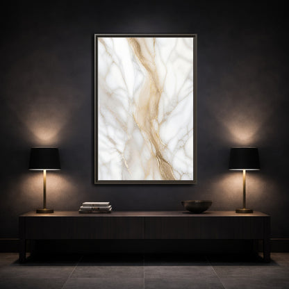 Mockup 3. Abstract Marble Texture White Gold Marble shown as stretched canvas wall art