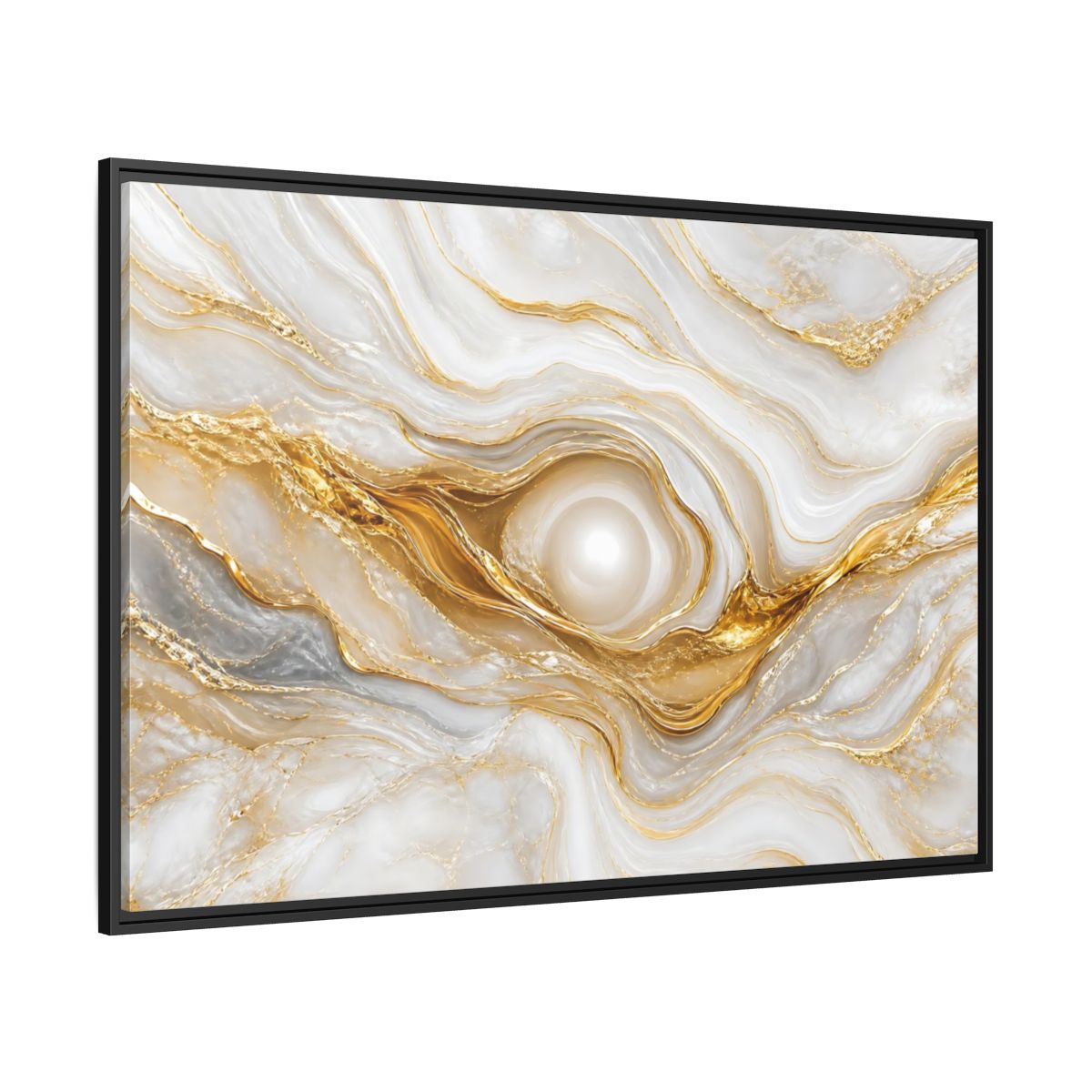 Side Mockup 12. Abstract Marble Abstract White Gold Abstract shown as stretched canvas wall art