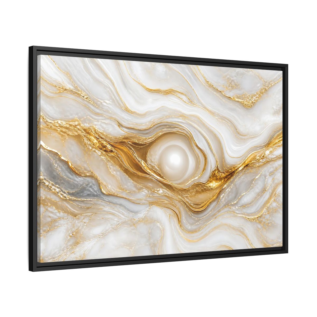 Side Mockup 13. Abstract Marble Abstract White Gold Abstract shown as stretched canvas wall art