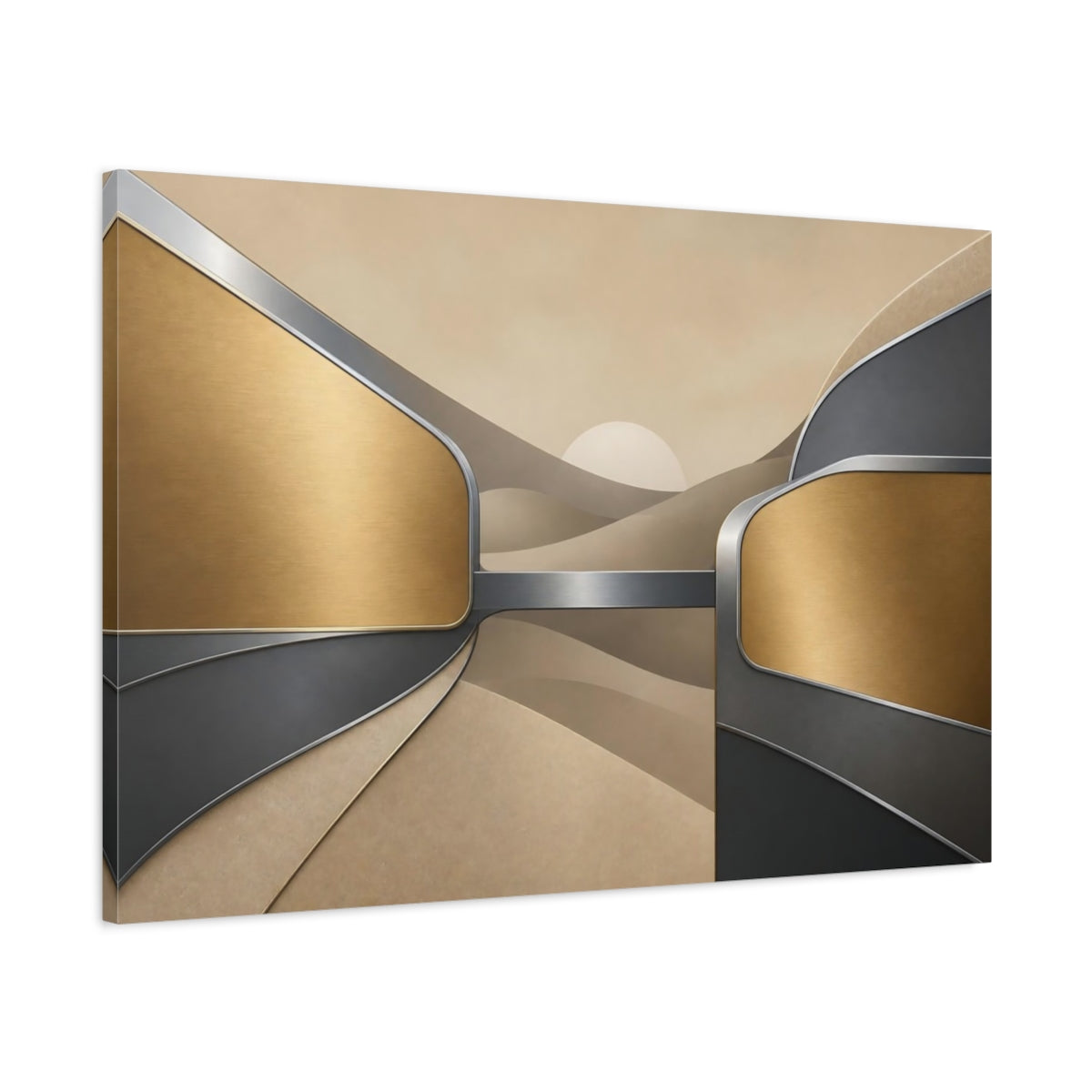 Main Mockup. Abstract Metal Dunes shown as canvas print