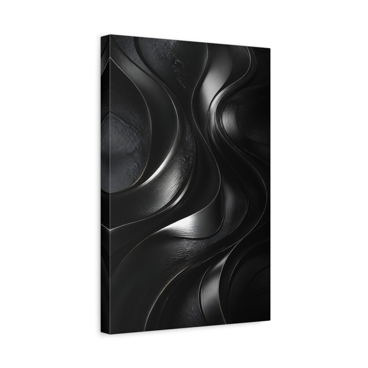 Side Mockup 4. Abstract Metal Ribbon Flow shown as canvas print