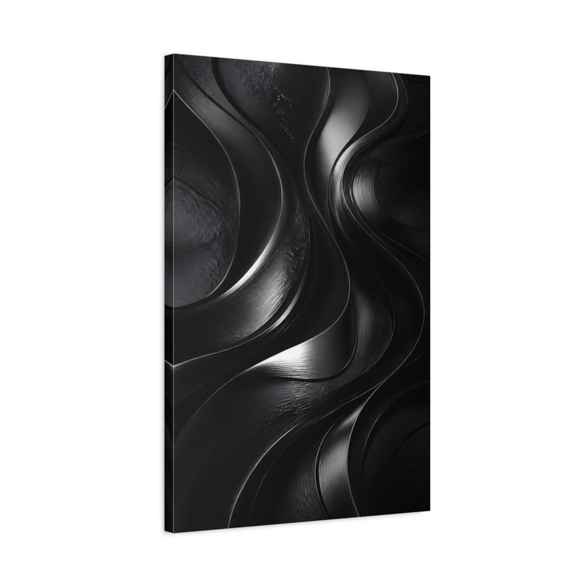 Side Mockup 2. Abstract Metal Ribbon Flow shown as canvas print