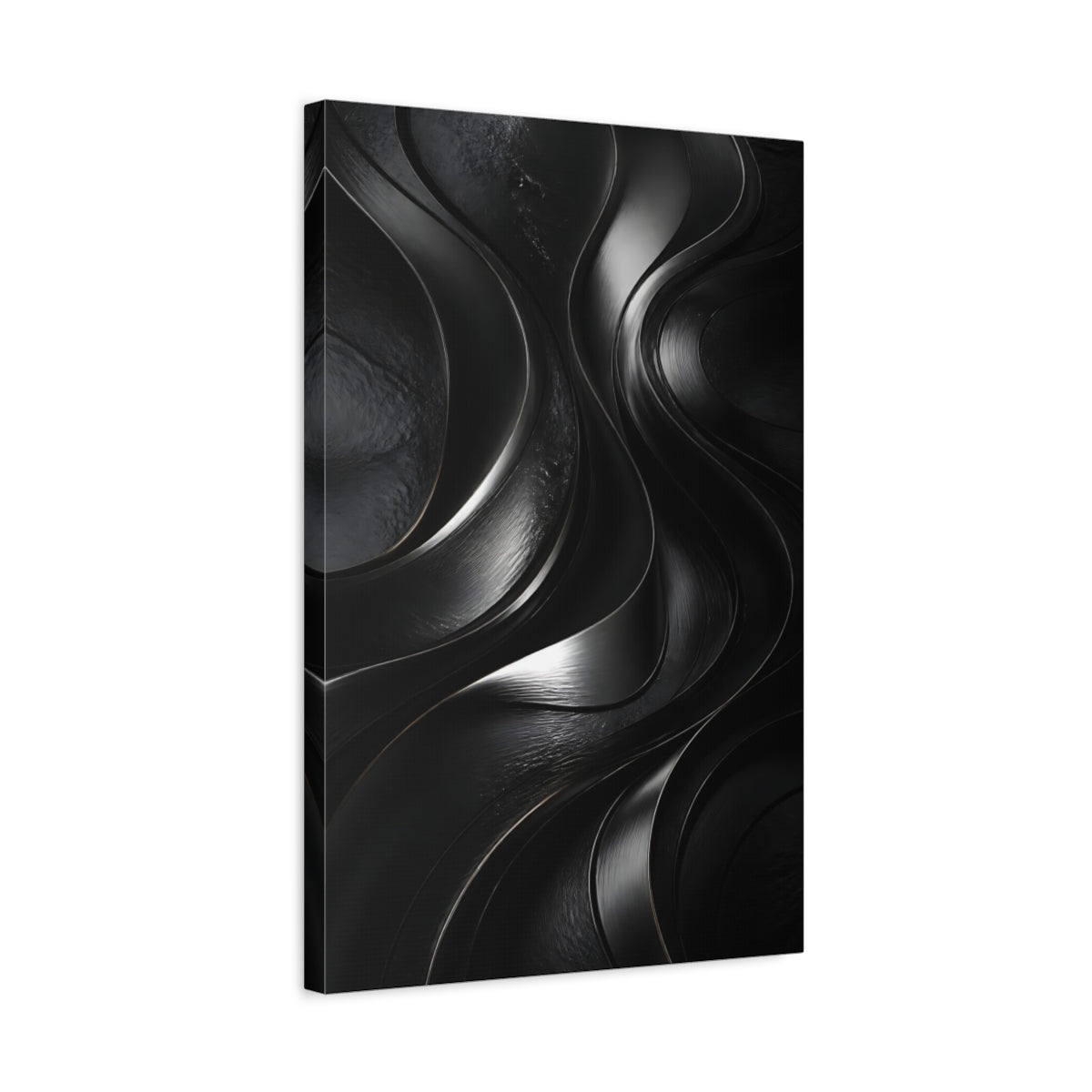 Side Mockup 3. Abstract Metal Ribbon Flow shown as canvas print