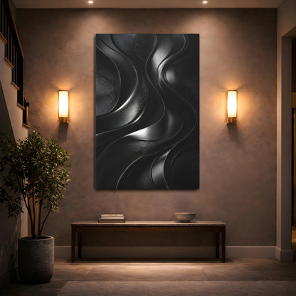 Mockup 2. Abstract Metal Ribbon Flow shown as canvas print