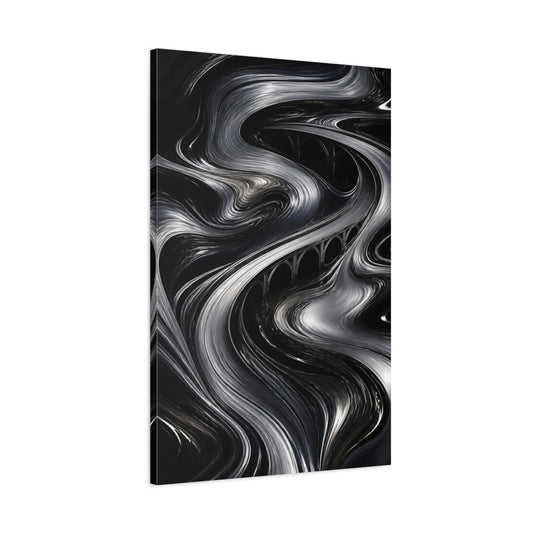 Main Mockup. Abstract Metallic Bridge Flow shown as canvas print