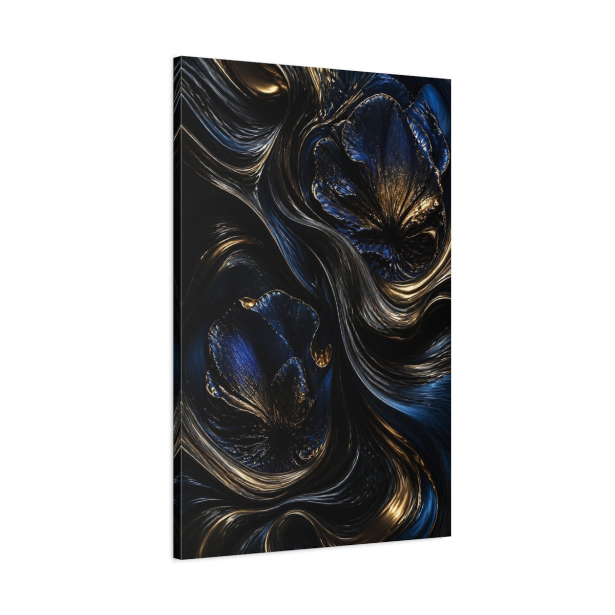 Main Mockup. Abstract Metallic Flower shown as canvas print