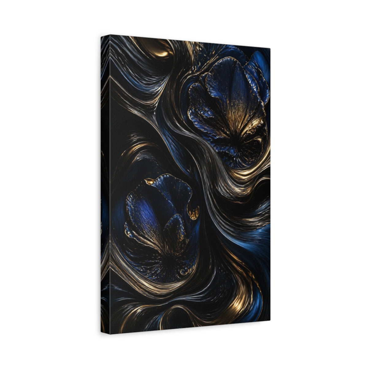 Side Mockup 4. Abstract Metallic Flower shown as canvas print