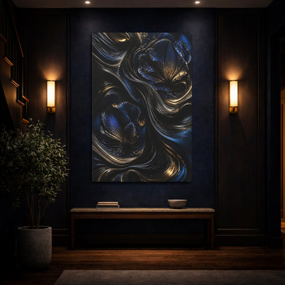Mockup 4. Abstract Metallic Flower shown as canvas print