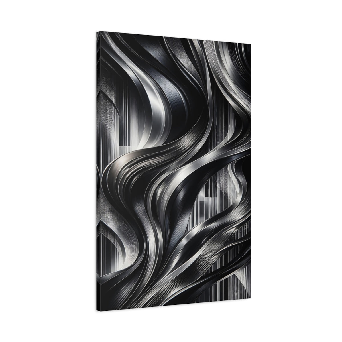 Main Mockup. Abstract Metallic Ribbons shown as canvas print