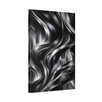 Side Mockup 3. Abstract Metallic Ribbons shown as canvas print