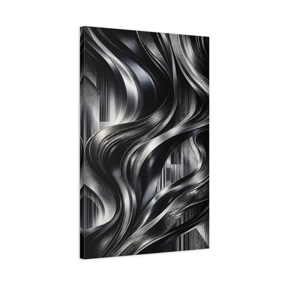 Side Mockup 2. Abstract Metallic Ribbons shown as canvas print