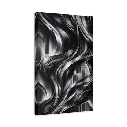 Side Mockup 4. Abstract Metallic Ribbons shown as canvas print