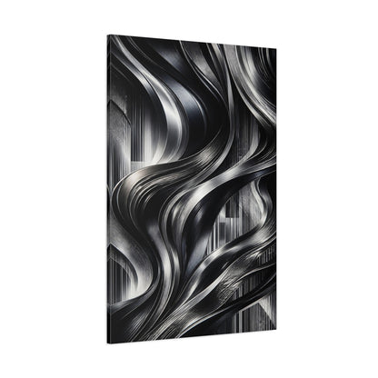 Side Mockup 1. Abstract Metallic Ribbons shown as canvas print