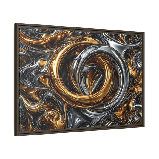 Main Mockup. Abstract Metallic Swirls Gold And Silver shown as stretched canvas wall art