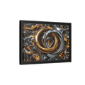 Side Mockup 6. Abstract Metallic Swirls Gold And Silver shown as stretched canvas wall art