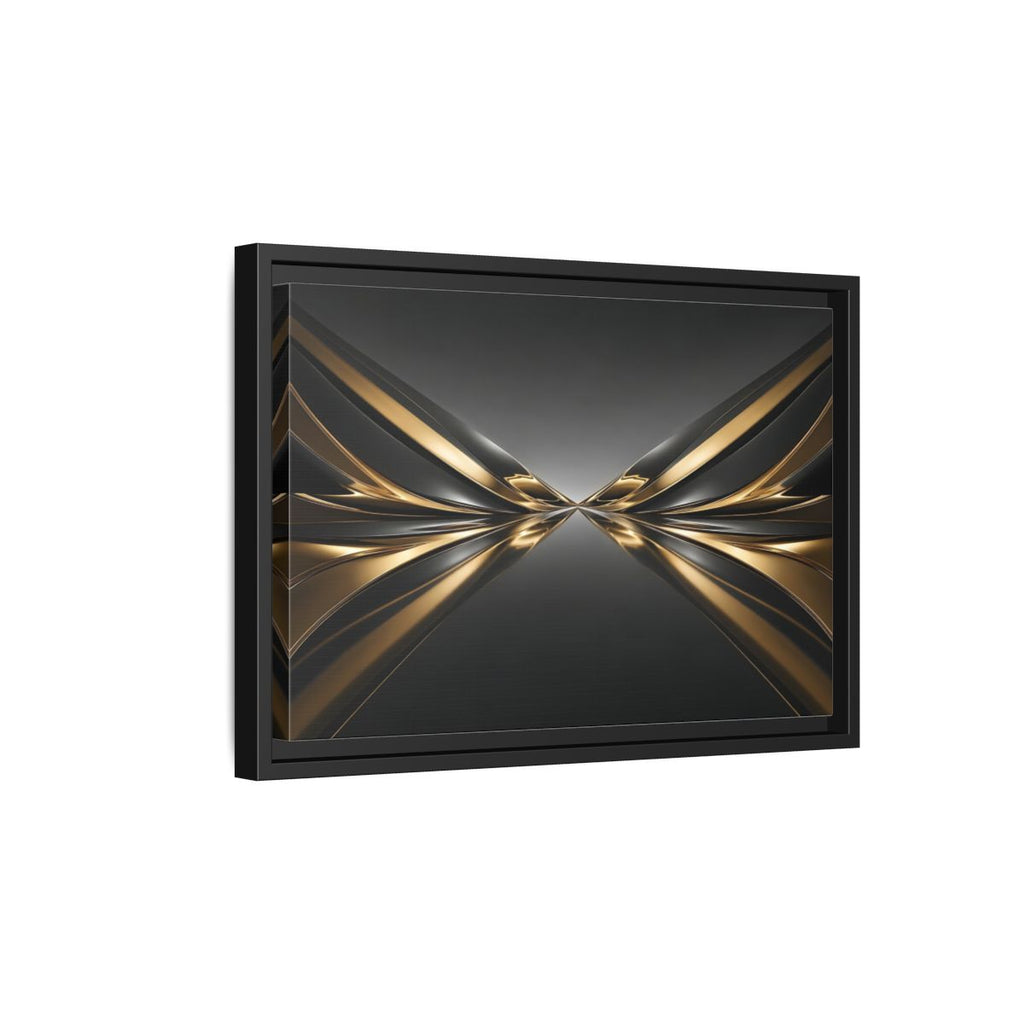 Side Mockup 6. Abstract Metallic Waves Black And Gold Abstract shown as stretched canvas wall art