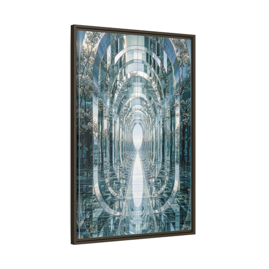 Main Mockup. Abstract Mirrored Tunnel Mirrored Trees shown as stretched canvas wall art