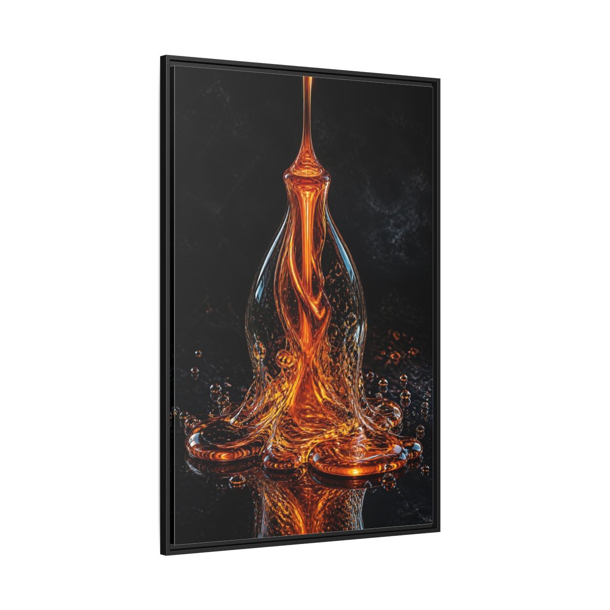 Side Mockup 12. Abstract Molten Liquid Orange Molten Liquid shown as stretched canvas wall art