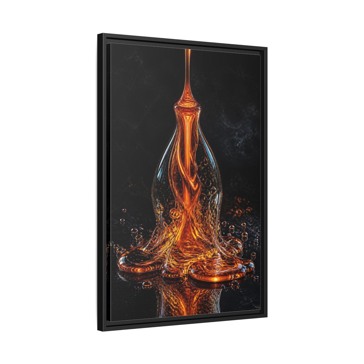 Side Mockup 14. Abstract Molten Liquid Orange Molten Liquid shown as stretched canvas wall art