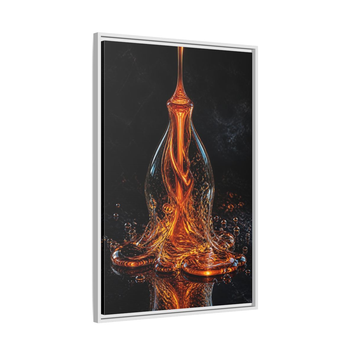 Side Mockup 9. Abstract Molten Liquid Orange Molten Liquid shown as stretched canvas wall art