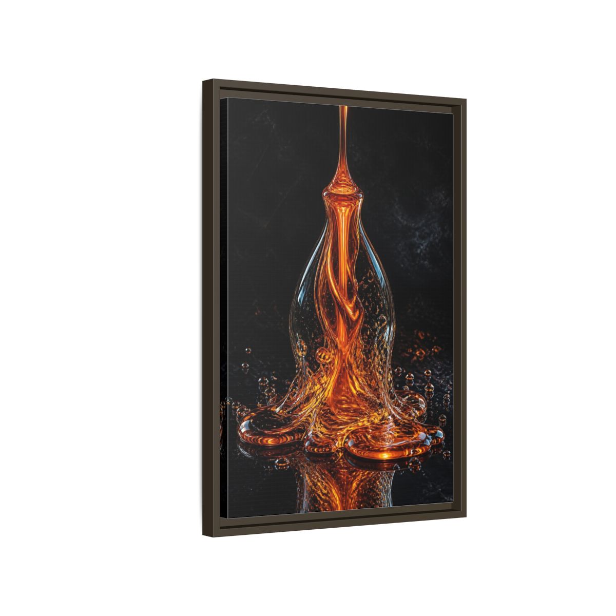 Side Mockup 2. Abstract Molten Liquid Orange Molten Liquid shown as stretched canvas wall art
