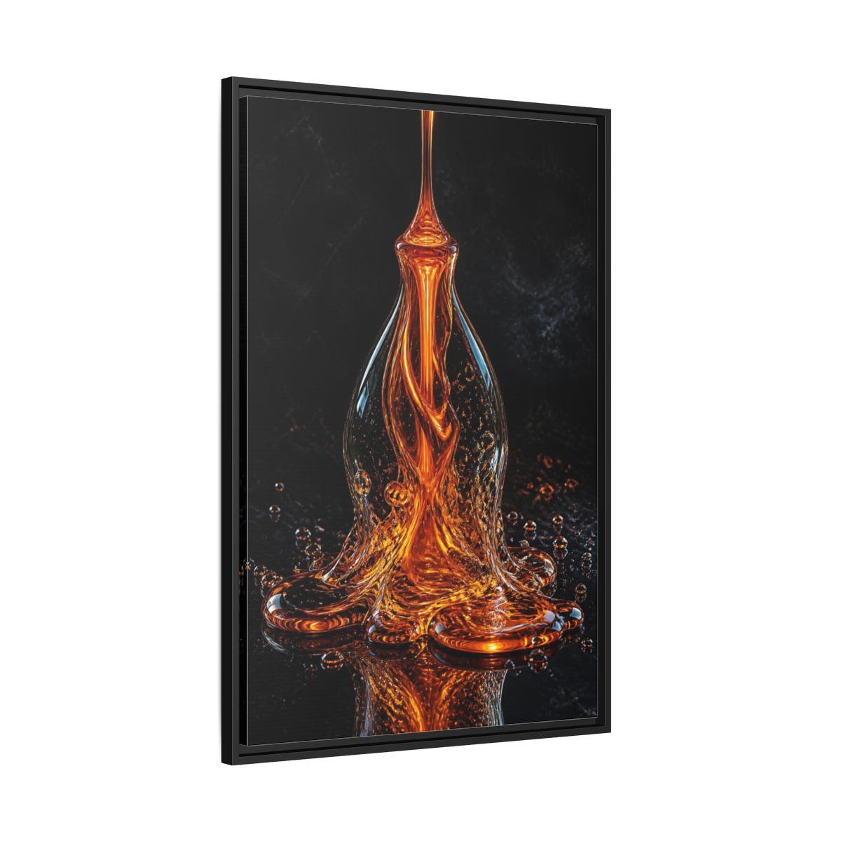 Side Mockup 13. Abstract Molten Liquid Orange Molten Liquid shown as stretched canvas wall art