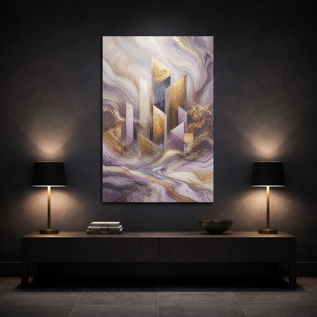 Mockup 3. Abstract Monolith Accent shown as canvas print