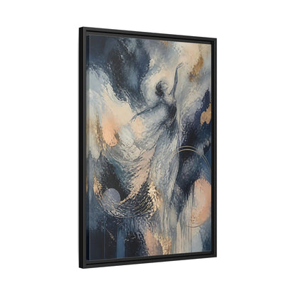 Side Mockup 14. Abstract Moonlit Dancer shown as framed canvas print