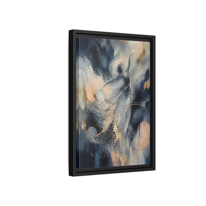Side Mockup 6. Abstract Moonlit Dancer shown as framed canvas print