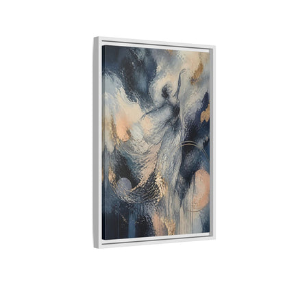 Side Mockup 1. Abstract Moonlit Dancer shown as framed canvas print