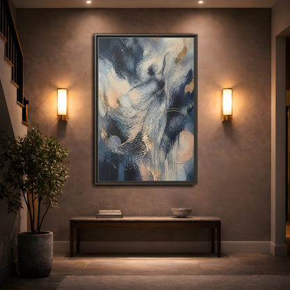 Mockup 2. Abstract Moonlit Dancer shown as framed canvas print