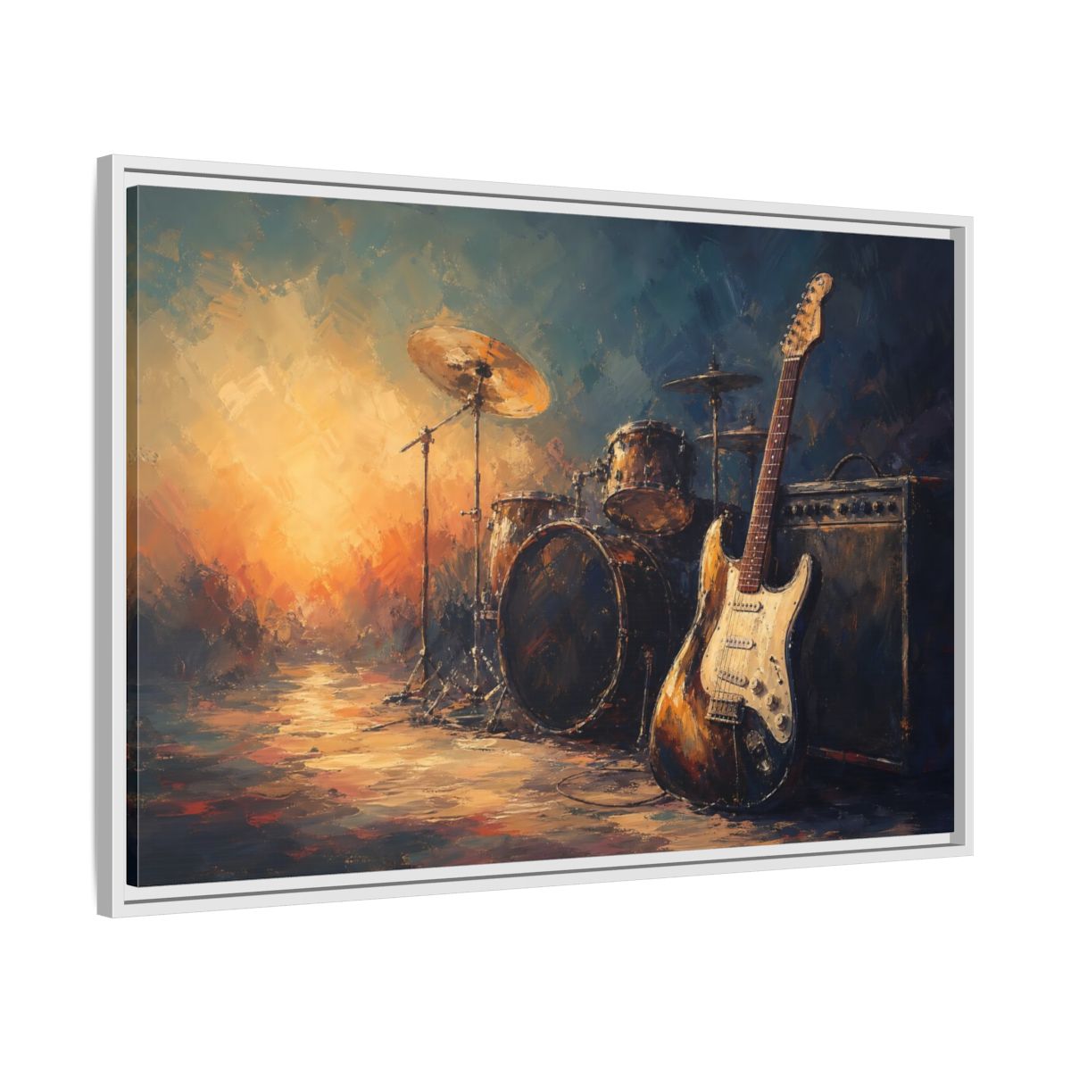 Side Mockup 9. Abstract Musical Instruments Music Instruments Abstract shown as framed canvas print