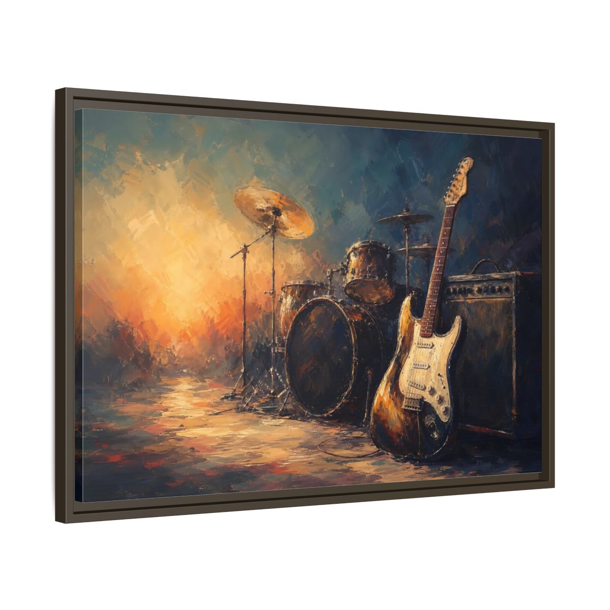 Side Mockup 11. Abstract Musical Instruments Music Instruments Abstract shown as framed canvas print