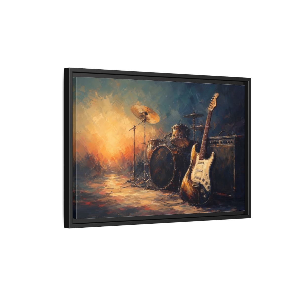 Side Mockup 3. Abstract Musical Instruments Music Instruments Abstract shown as framed canvas print