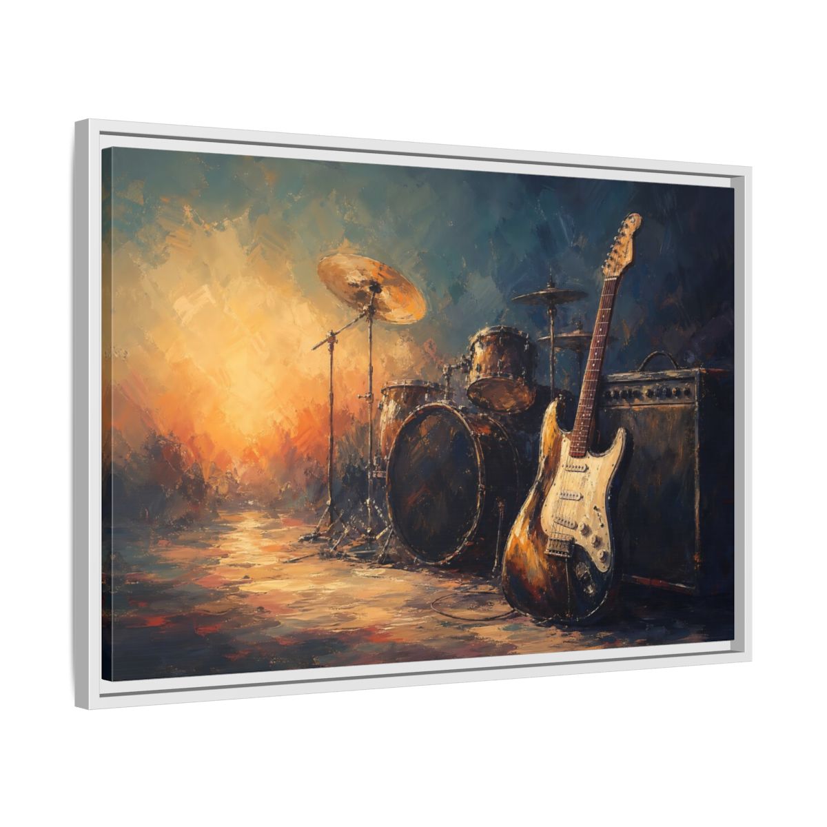 Side Mockup 10. Abstract Musical Instruments Music Instruments Abstract shown as framed canvas print