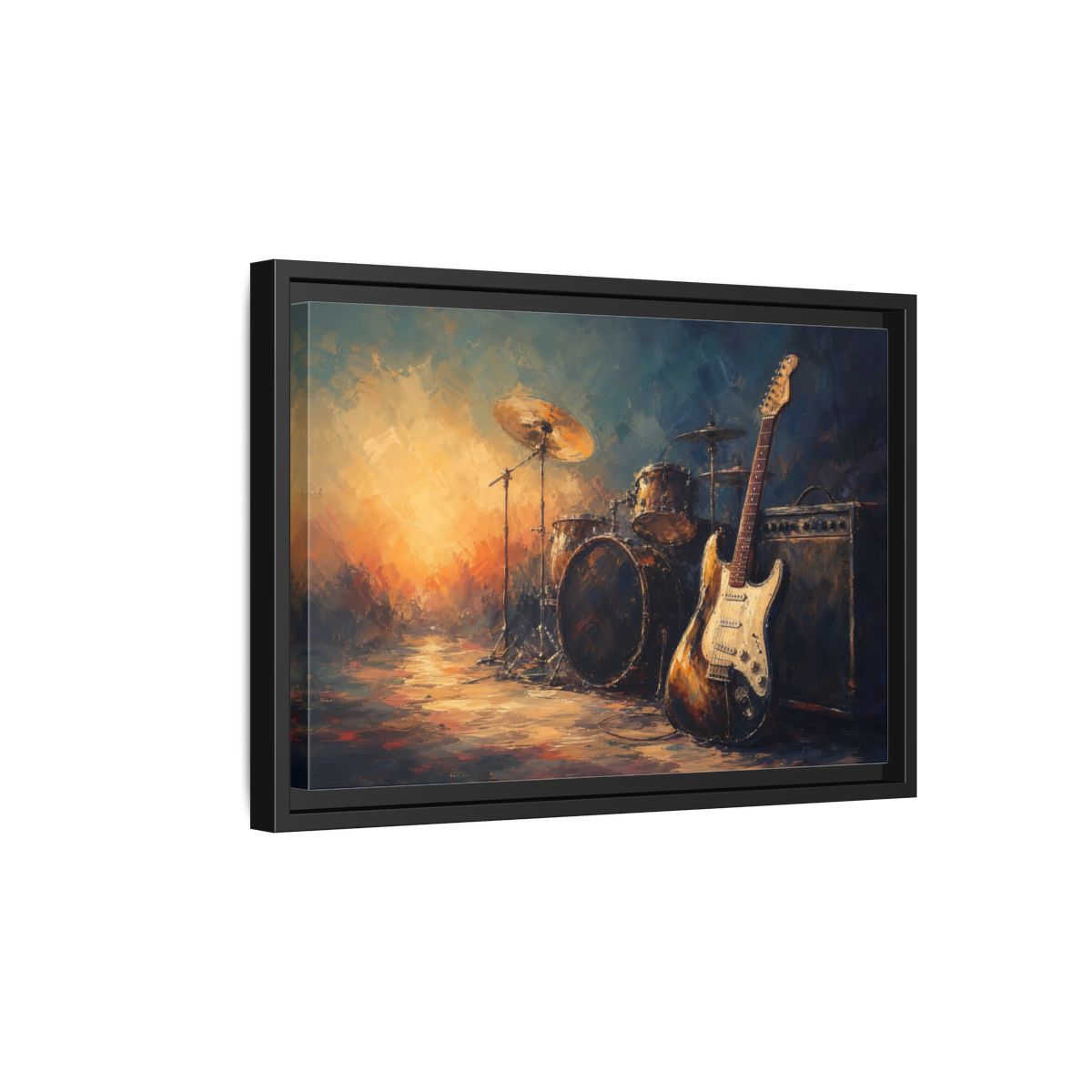 Side Mockup 6. Abstract Musical Instruments Music Instruments Abstract shown as framed canvas print
